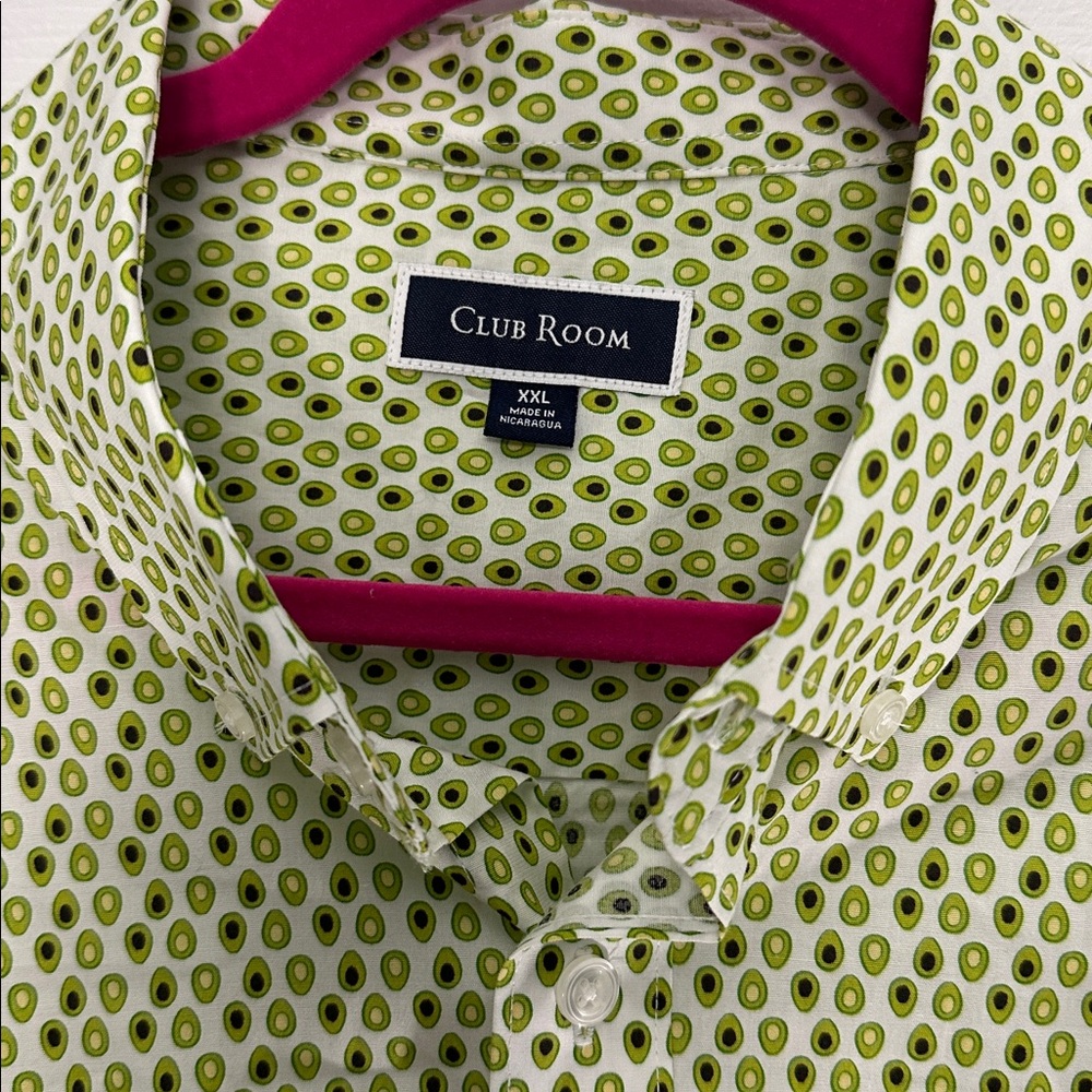 Club Room avocado print, short sleeve button down, size XXL
